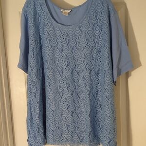 Sky Blue Lace Overlay Top